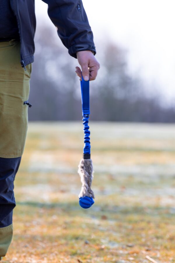 Rabbit skin tug with treat ball