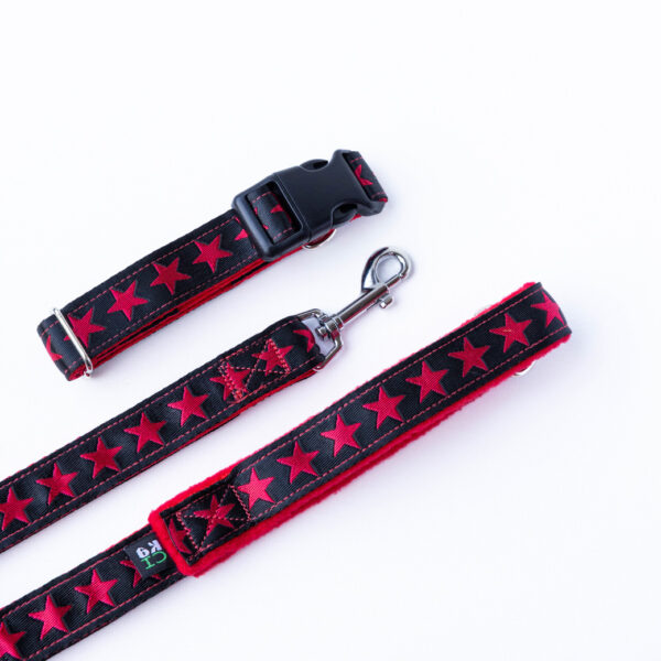 Red Stars Dog Collar and Lead