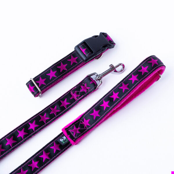 Pink Stars Dog Collar and Lead Set