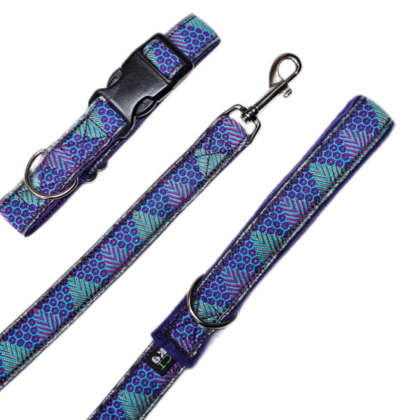 Purple Glitter Dog Collar Lead Set