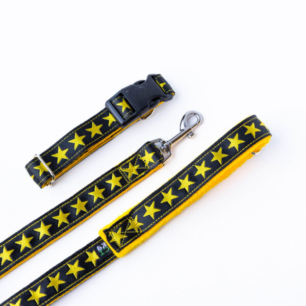 Yellow Stars Dog Collar and Lead Set